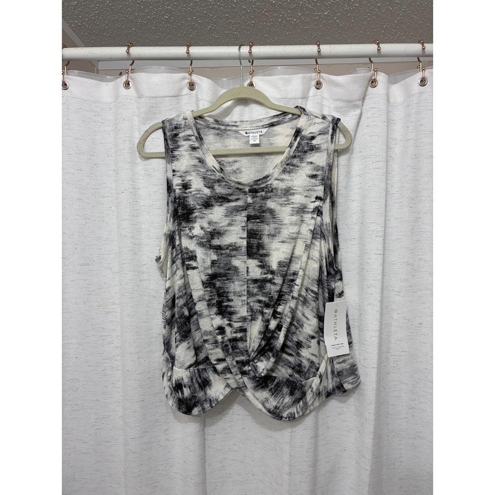 Athleta Breezy Twist Tank 2X Black White Abstract Print Sleeveless Top NWT